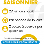 recrutement de saisonniers pour l'été 2026